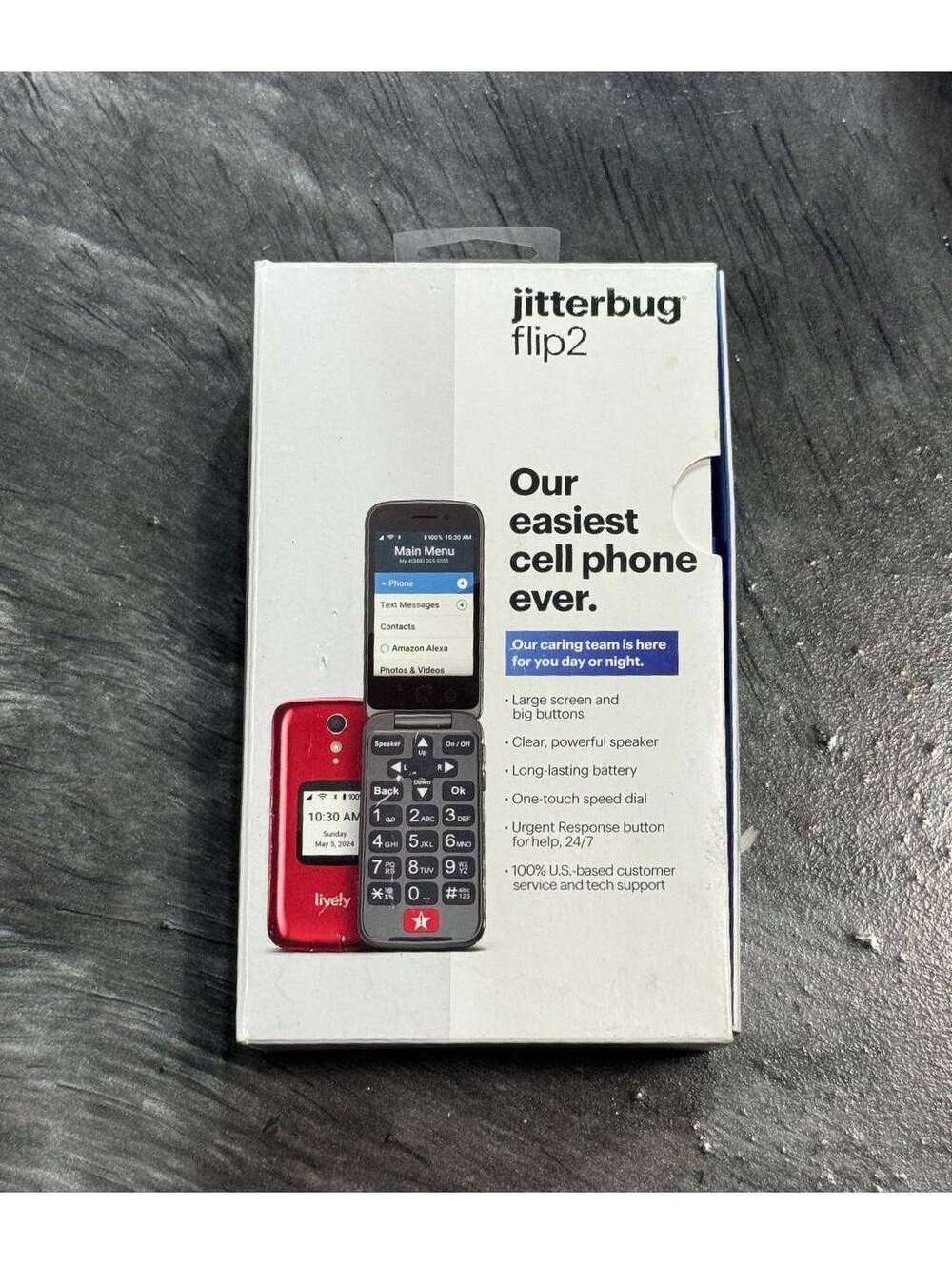 NEW Lively Jitterbug Flip2 Cell Phone for Seniors Red Flip Phone